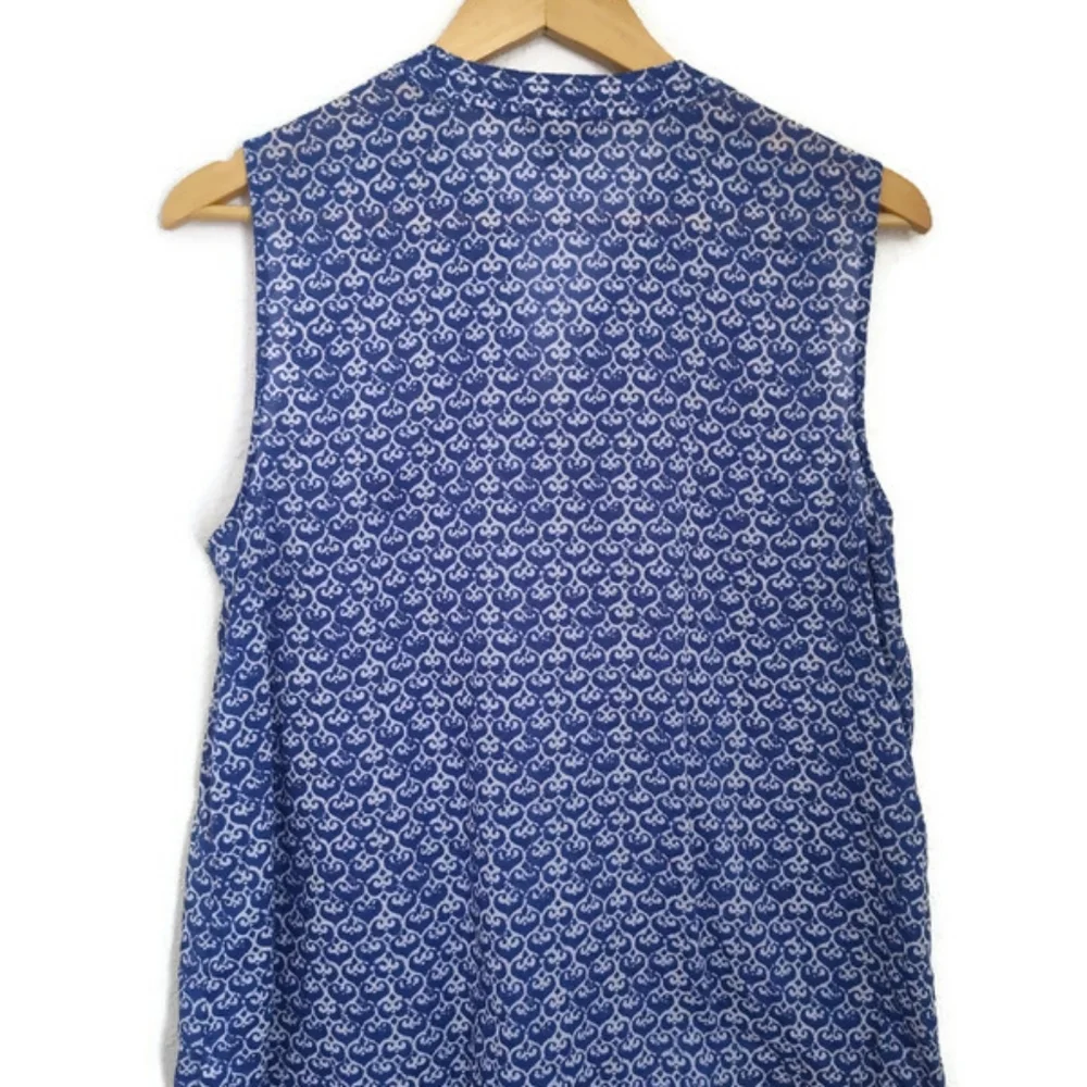 TALBOTS Women's Sleeveless Blue Cotton Summer Resort  Top Size Large - Picture 3 of 4